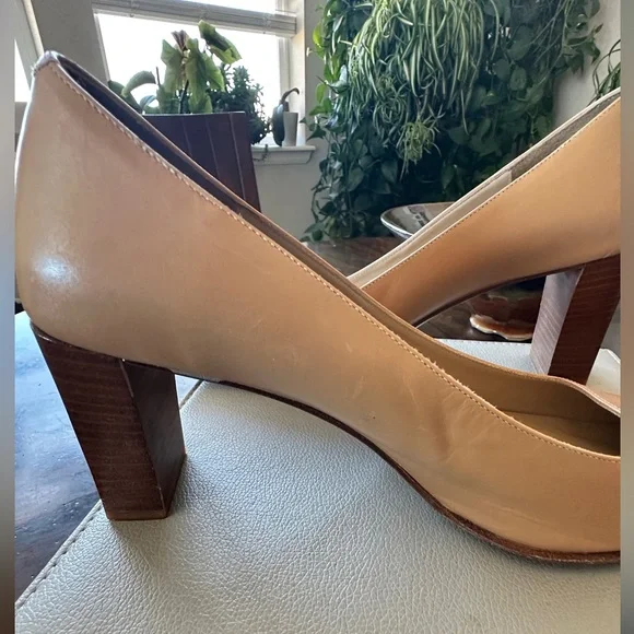 Coach Leather Tan Square Toe Malorie B1 Pumps Wooden Heel Size 9 - Picture 10 of 15